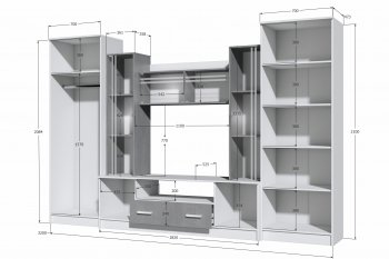 Стенка Николь-2 белый/бетонный камень(Зарон) в Нижнем Тагиле - nizhnij-tagil.mebel-e96.ru