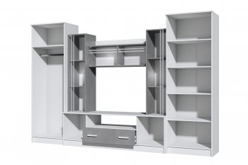 Стенка Николь-2 белый/бетонный камень(Зарон) в Нижнем Тагиле - nizhnij-tagil.mebel-e96.ru
