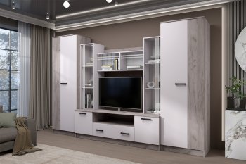 Стенка Николь-2 крафт серый/кашемир (Зарон) в Нижнем Тагиле - nizhnij-tagil.mebel-e96.ru