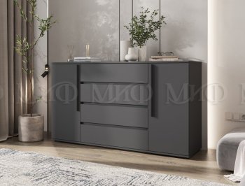 Комод 2 двери 4 ящика (1600) Норд, графит (Миф) в Нижнем Тагиле - nizhnij-tagil.mebel-e96.ru