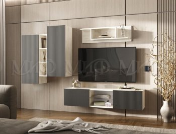 Стенка Оскар крафт белый/графит (Миф) в Нижнем Тагиле - nizhnij-tagil.mebel-e96.ru