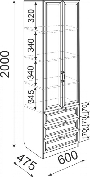 Шкаф с ящиками 600 Остин М04 (Риннер) в Нижнем Тагиле - nizhnij-tagil.mebel-e96.ru