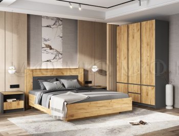 Кровать парящая Остин крафт/графит (Миф) в Нижнем Тагиле - nizhnij-tagil.mebel-e96.ru