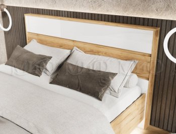 Кровать парящая Роджина с подсветкой, крафт/белый (Миф) в Нижнем Тагиле - nizhnij-tagil.mebel-e96.ru