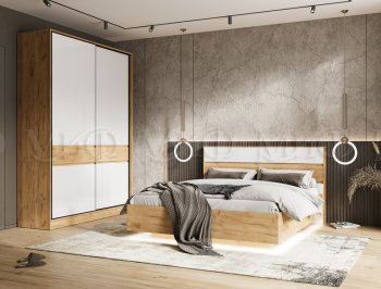 Кровать парящая Роджина с подсветкой, крафт/белый (Миф) в Нижнем Тагиле - nizhnij-tagil.mebel-e96.ru