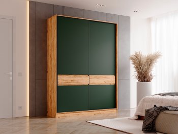 Шкаф-купе 1800 мм Роджина крафт/изумрудный (Миф) в Нижнем Тагиле - nizhnij-tagil.mebel-e96.ru