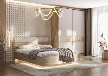 Спальный гарнитур Роджина крафт серый/кашемир, модульный (Миф) в Нижнем Тагиле - nizhnij-tagil.mebel-e96.ru