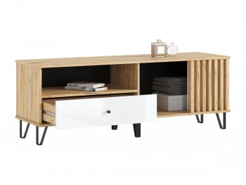 Тумба ТВ (1500) Роджина крафт/белый (Миф) в Нижнем Тагиле - nizhnij-tagil.mebel-e96.ru