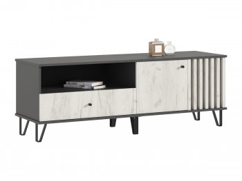 Тумба ТВ (1500) Роджина крафт белый/графит (Миф) в Нижнем Тагиле - nizhnij-tagil.mebel-e96.ru