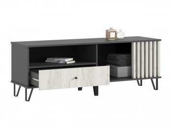 Тумба ТВ (1500) Роджина крафт белый/графит (Миф) в Нижнем Тагиле - nizhnij-tagil.mebel-e96.ru