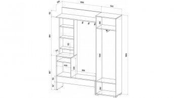 Прихожая Сабрина Дуб вотан/графит (Лин) в Нижнем Тагиле - nizhnij-tagil.mebel-e96.ru