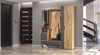 Прихожая Сабрина Дуб вотан/графит (Лин) в Нижнем Тагиле - nizhnij-tagil.mebel-e96.ru