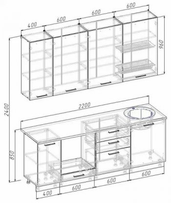 Кухонный гарнитур Муссон 2200 мм в Нижнем Тагиле - nizhnij-tagil.mebel-e96.ru