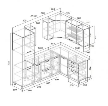 Угловой кухонный гарнитур Фьюжн 2400*1600 мм Sanvut в Нижнем Тагиле - nizhnij-tagil.mebel-e96.ru