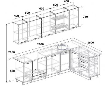 Угловой кухонный гарнитур Роза 2600*1600 мм Sanvut в Нижнем Тагиле - nizhnij-tagil.mebel-e96.ru