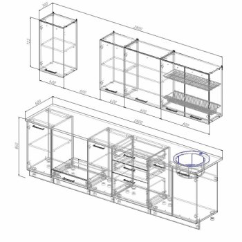 Кухонный гарнитур Латте 2800 мм в Нижнем Тагиле - nizhnij-tagil.mebel-e96.ru