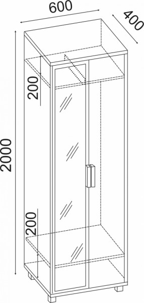 Шкаф 600 с зеркалом West (Риннер) в Нижнем Тагиле - nizhnij-tagil.mebel-e96.ru