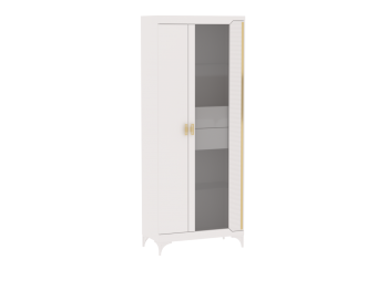 Пенал со стеклом широкий NEW Сиде Белый (СБК) в Нижнем Тагиле - nizhnij-tagil.mebel-e96.ru