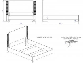Кровать двуспальная Сиде Белый (СБК) в Нижнем Тагиле - nizhnij-tagil.mebel-e96.ru