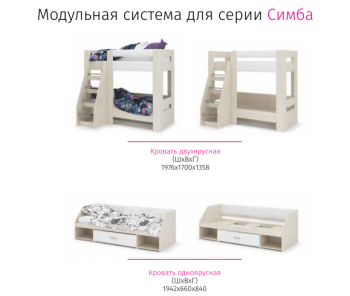 Набор детской мебели Симба дуб-белый глянец (СтендМ) в Нижнем Тагиле - nizhnij-tagil.mebel-e96.ru