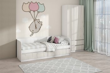 Кровать Соната 900 белый/крафт белый (Зарон) в Нижнем Тагиле - nizhnij-tagil.mebel-e96.ru