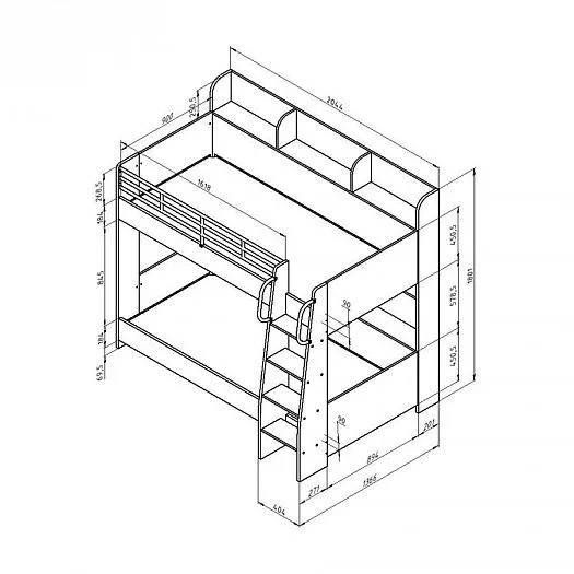 Двухъярусная кровать Соня-5 левая (ФМ) в Нижнем Тагиле - nizhnij-tagil.mebel-e96.ru