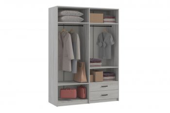 Шкаф 1500 мм  4-х ств. с зеркалом 2 ящ. SVETLANA LOFT, сосна белая (Генезис) в Нижнем Тагиле - nizhnij-tagil.mebel-e96.ru