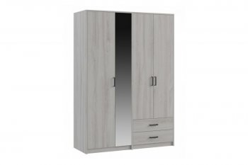 Шкаф 1500 мм  4-х ств. с зеркалом 2 ящ. SVETLANA LOFT, сосна белая (Генезис) в Нижнем Тагиле - nizhnij-tagil.mebel-e96.ru