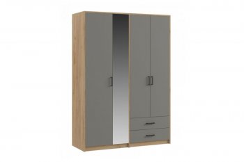 Шкаф 1500 мм  4-х ств. с зеркалом 2 ящ. SVETLANA LOFT, Дуб золотой/Серый (Генезис) в Нижнем Тагиле - nizhnij-tagil.mebel-e96.ru