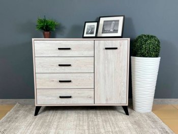 Комод-Тумба (1дв,4ящ) SVETLANA LOFT, сосна белая (Генезис) в Нижнем Тагиле - nizhnij-tagil.mebel-e96.ru