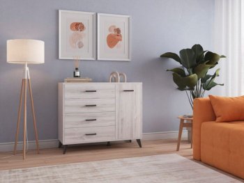 Комод-Тумба (1дв,4ящ) SVETLANA LOFT, сосна белая (Генезис) в Нижнем Тагиле - nizhnij-tagil.mebel-e96.ru