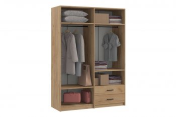 Шкаф 1500 мм  4-х ств. с зеркалом 2 ящ. SVETLANA LOFT, дуб золотой (Генезис) в Нижнем Тагиле - nizhnij-tagil.mebel-e96.ru