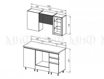 Кухонный гарнитур Техно-6 1500 мм (Миф) в Нижнем Тагиле - nizhnij-tagil.mebel-e96.ru